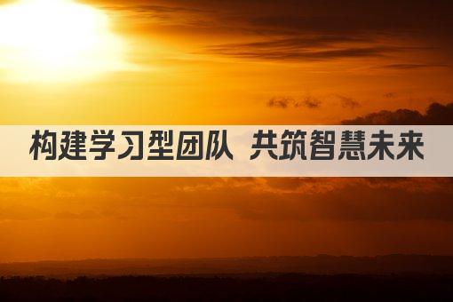 构建学习型团队 共筑智慧未来