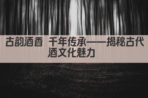 古韵酒香 千年传承 品鉴古酒文化之美  