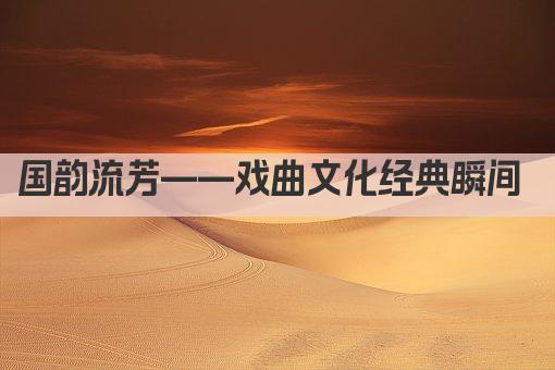 国韵悠长 戏曲画卷——传承千年的艺术瑰宝 