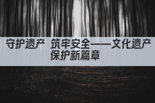 守护遗产 筑牢安全——文化遗产保护新篇章 