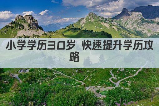 小学学历30岁 快速提升学历攻略  