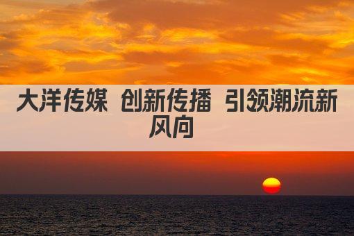 大洋传媒 创新传播 引领潮流新风向 