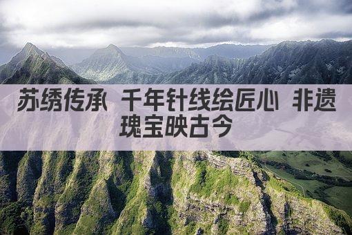 苏绣传承 千年针线绘匠心 非遗瑰宝映古今