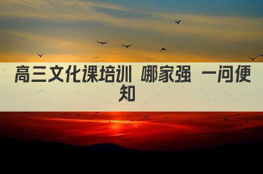 高三文化课培训 哪家强 一问便知 