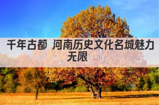 千年古都 河南历史文化名城魅力无限 