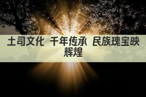 土司文化 千年传承 民族瑰宝映辉煌