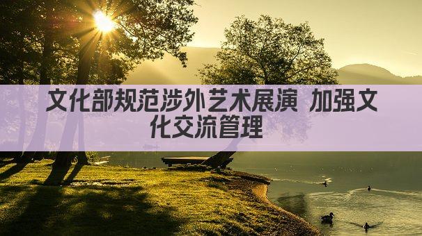 文化部规范涉外艺术展演 加强文化交流管理 
