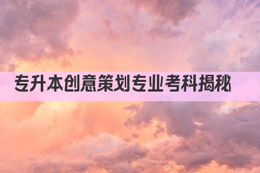 专升本创意策划专业考科揭秘  