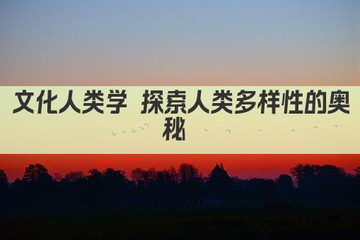 文化人类学 探索人类多样性的奥秘 