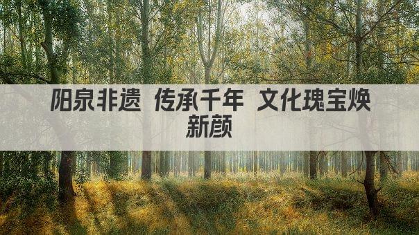 阳泉非遗 传承千年 文化瑰宝焕新颜
