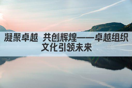 凝聚卓越 共创辉煌——卓越组织文化引领未来