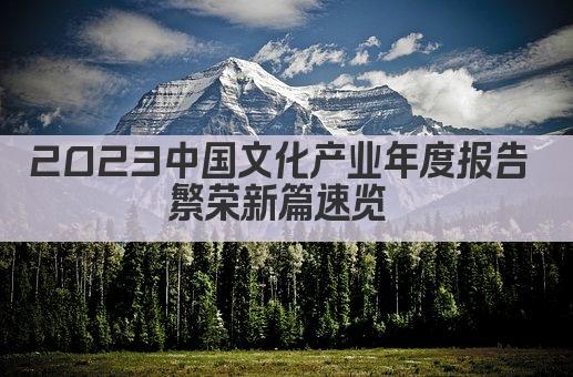 2023中国文化产业年度报告 繁荣新篇速览 